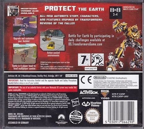 Transformers Revenge of the Fallen Autobots Version - Nintendo DS (A Grade) (Genbrug)